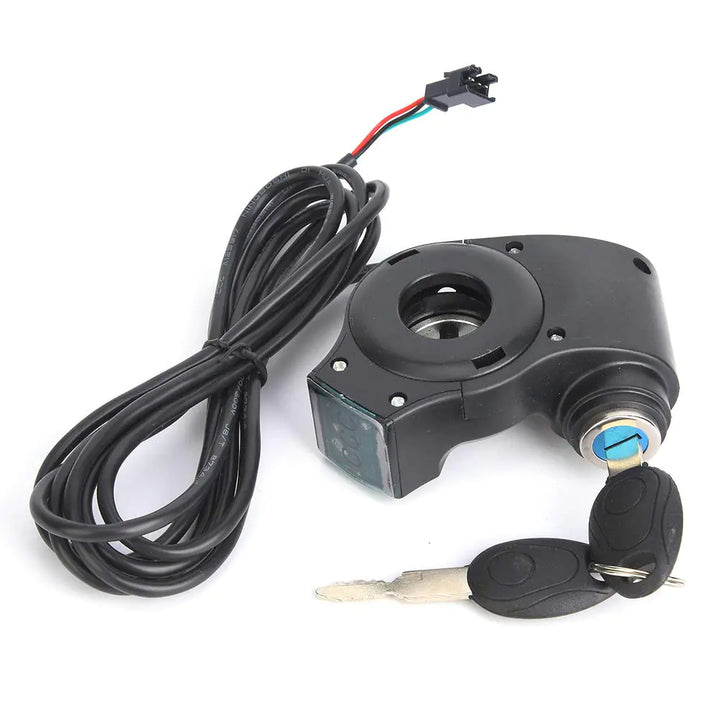 Haosie E-Bike Voltage Display Electric Bike Twist Handlebar Grip Digital Battery Voltage Display Switch Power with Key Lock for E-Scooter Electric - Shopsbee