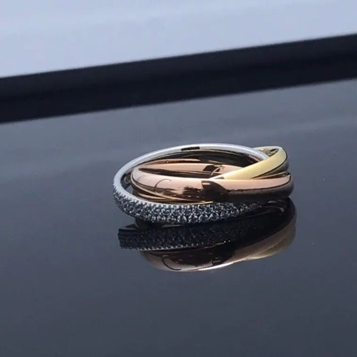 Diamond Couple Design Trend Cross Three Rings in 3 Colors - Shopsbee