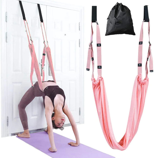 Aerial Yoga Flex Trainer for Door Stretching Exercises (Pink)
